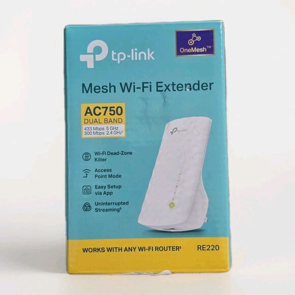 TP-Link AC750 Dual Band Mesh WiFi Range Extender RE220 - Picture 1 of 9